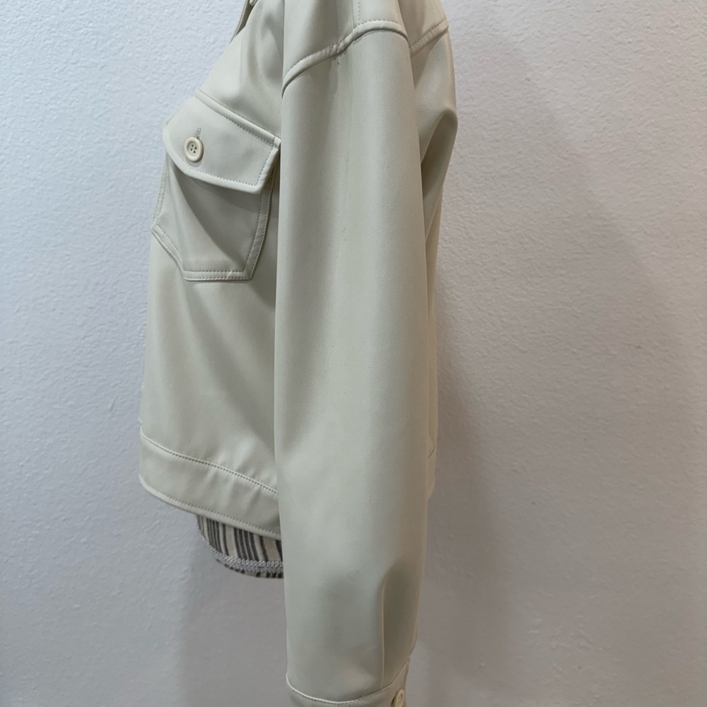 Steve Madden Faux Leather jacket medium Cream - Picture 4 of 9